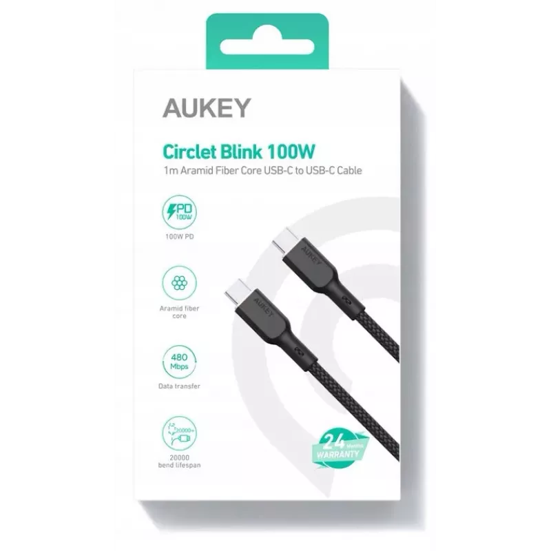 AUKEY CB-KCC101 Kabel nylonowy USB C - USB C 1m