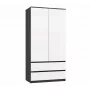 Szafa top e shop MALWA SS-90, 90×180×50 cm, rama antracytowa, białe drzwi uchylne, 2 szuflady, laminat 16 mm