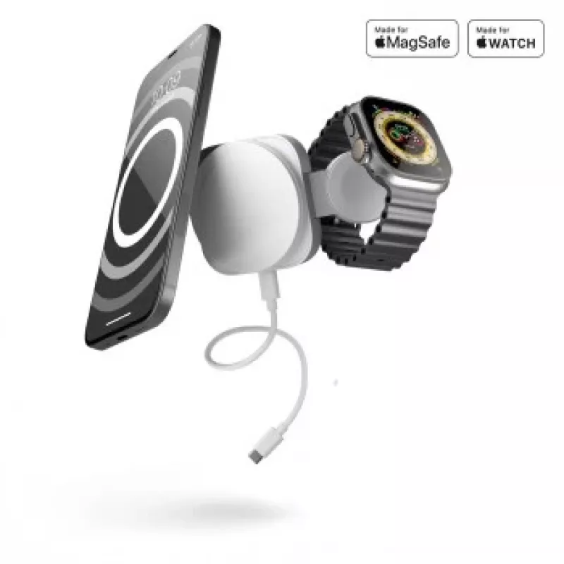 ZENS 2-IN-1 MAGSAFE + WATCH TRAVEL CHARGER Biały