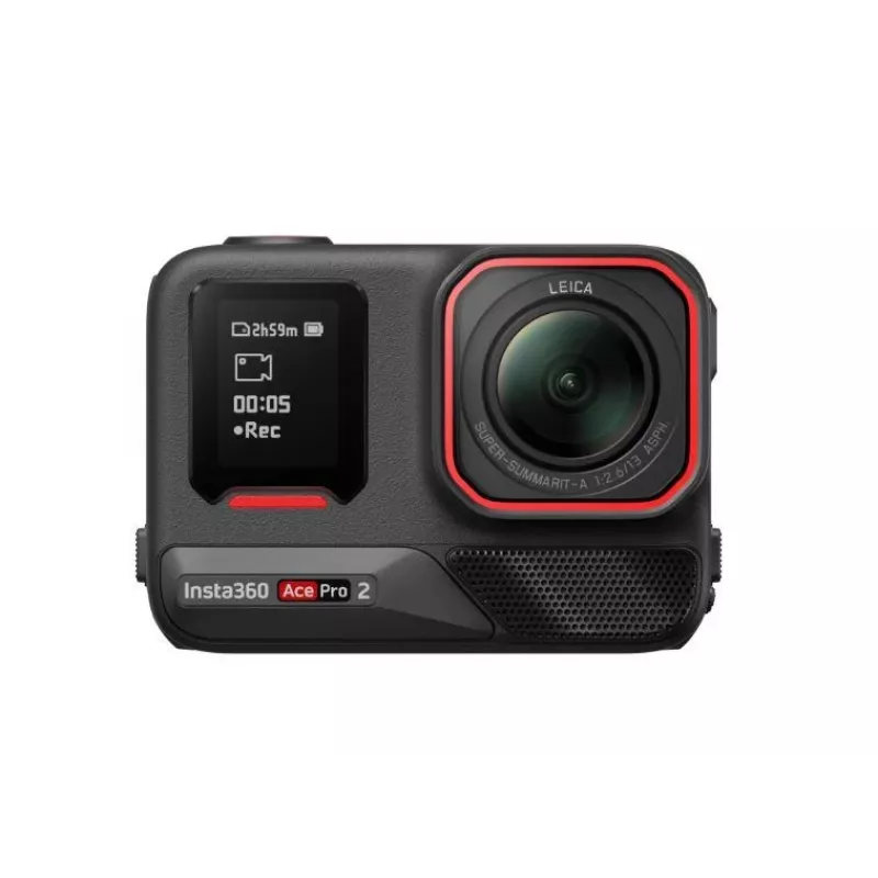 Kamera sportowa Insta360 Ace Pro 2 — 50 MP, 8K Ultra HD (7680×3272), matryca 1/1,3 cala, do 240 kl./s, wbudowany wyświetlacz, Wi‑Fi, MicroSD, 177,7 g, Czarny