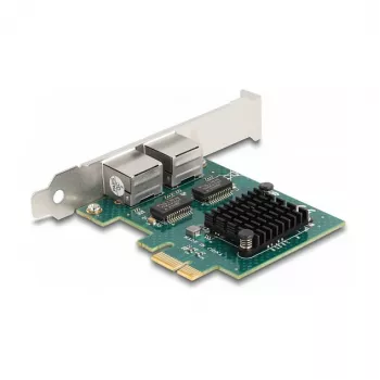 Karta DeLOCK PCI Express x1 2 x RJ45 Gigabit LAN BCM Szara