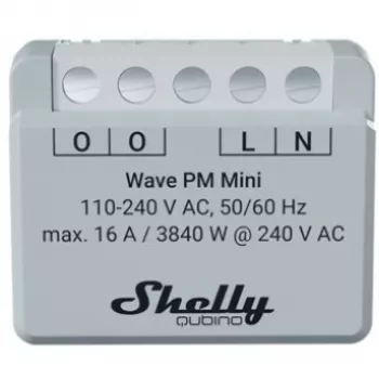 Inteligentny przełącznik Shelly Qubino Wave PM Mini szary, bezprzewodowy, 110–240 V, 16 A, 24–30 V DC, 868,4 MHz