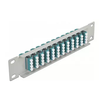 Fiber Optic Patch Panel DeLOCK 10 inch 12 Port LC Quad Aqua 1U szary