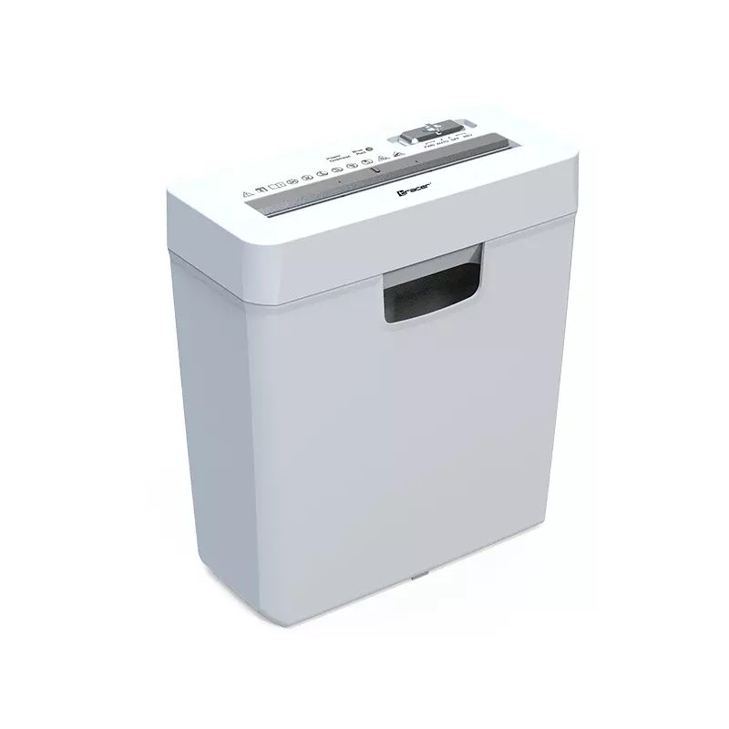Niszczarka do papieru TRACER Tracer 47584 — cięcie poprzeczne 6 mm, do 5–6 arkuszy, pojemnik 10 l, biała