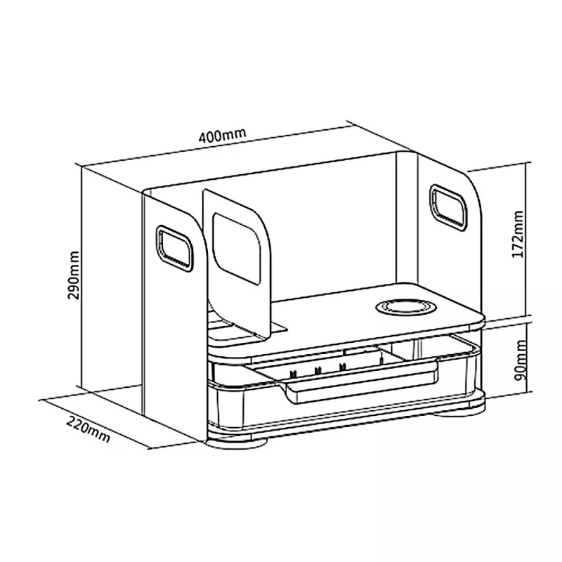 Organizer na biurko z szufladą i ładowarką bezprzewodową Ergo Office, biały, max. 10kg, ER-441