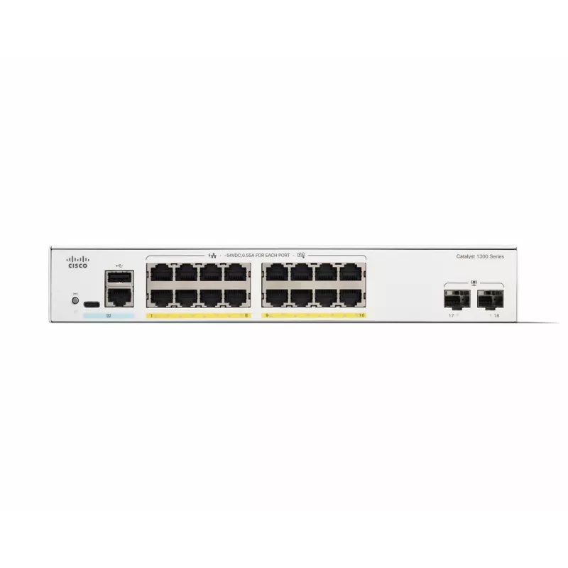 Przełącznik zarządzalny Cisco Catalyst 1300-16FP-2G 16 portów GE Full PoE