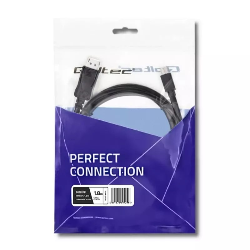 Kabel DisplayPort Qoltec 50434 1.8 m Mini DisplayPort Czarny