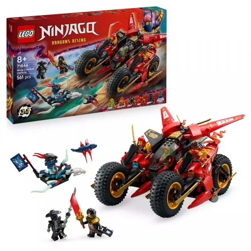 Zestaw LEGO Ninja Combat Vehicle 71844 — NINJAGO, 561 elementów, 6 minifigurek, ruchome części, 140×240×220 mm