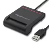 Czytnik kart ID QOLTEC Smart chip — USB, czarny, 84,5×65×16 mm, 63 g