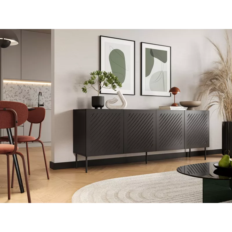 SIENA komoda 200x40x75 matowy czarny
