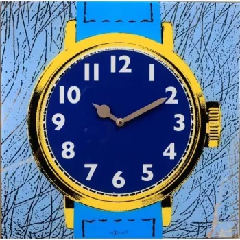 NeXtime zegar 8157 Watch One, 43x43,2 cm, ścienny, niebieski/żółty