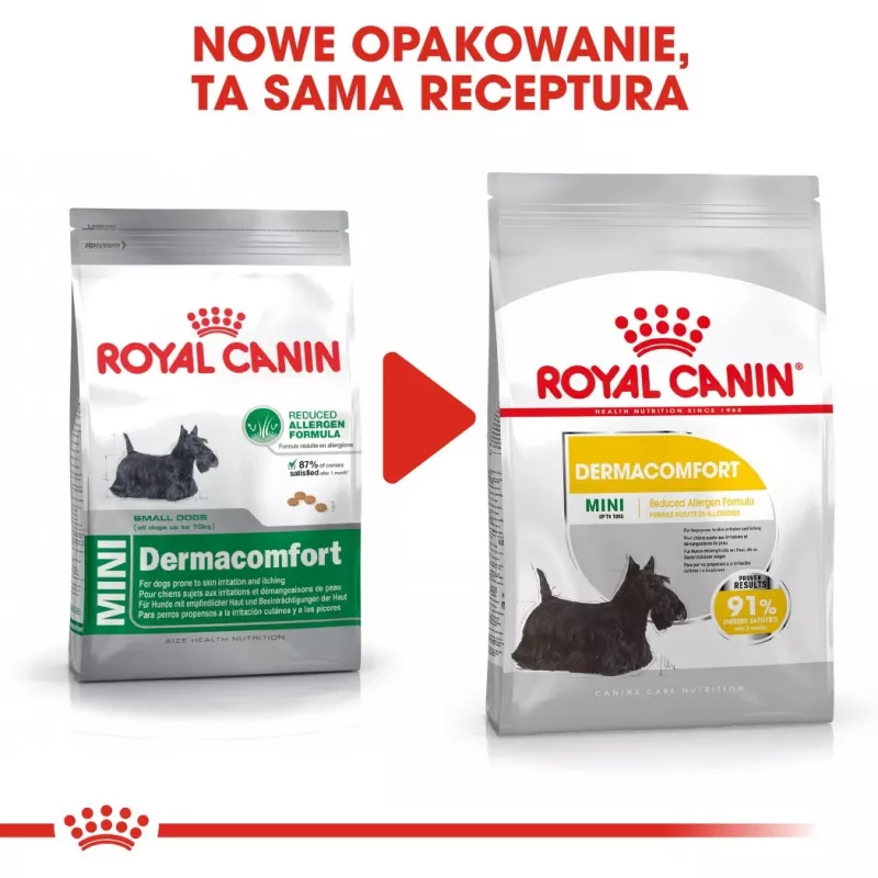 ROYAL CANIN Mini Dermacomfort - sucha karma dla dorosłych psów małych ras o wrażliwej skórze skłonnej do podrażnień - 3kg