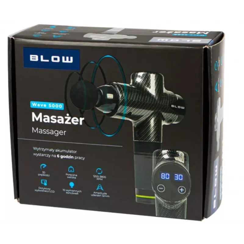Masażer BLOW Wave 5000 z 10 wymiennymi końcówkami i etui