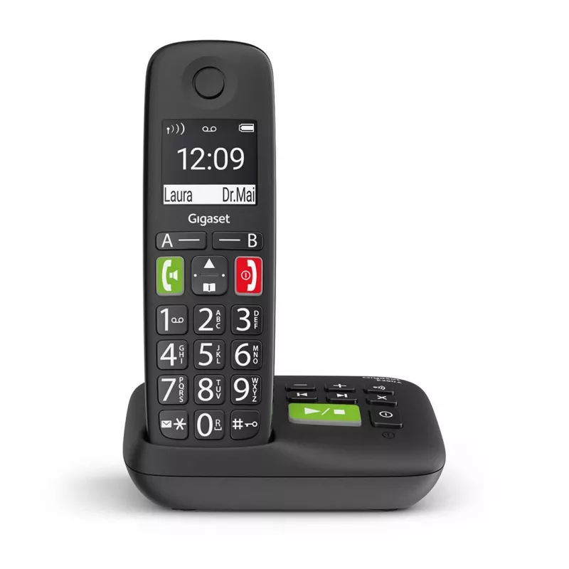 Gigaset E290A Telefon analogowy/DECT z identyfikacją numeru Czarny