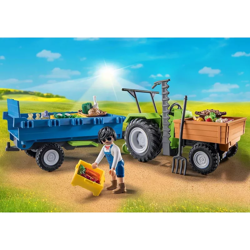 Traktor żniwny z przyczepą Playmobil - zabawa na niby i kreatywna dla dzieci w wieku 6-9 lat - Fat Brain Toys
