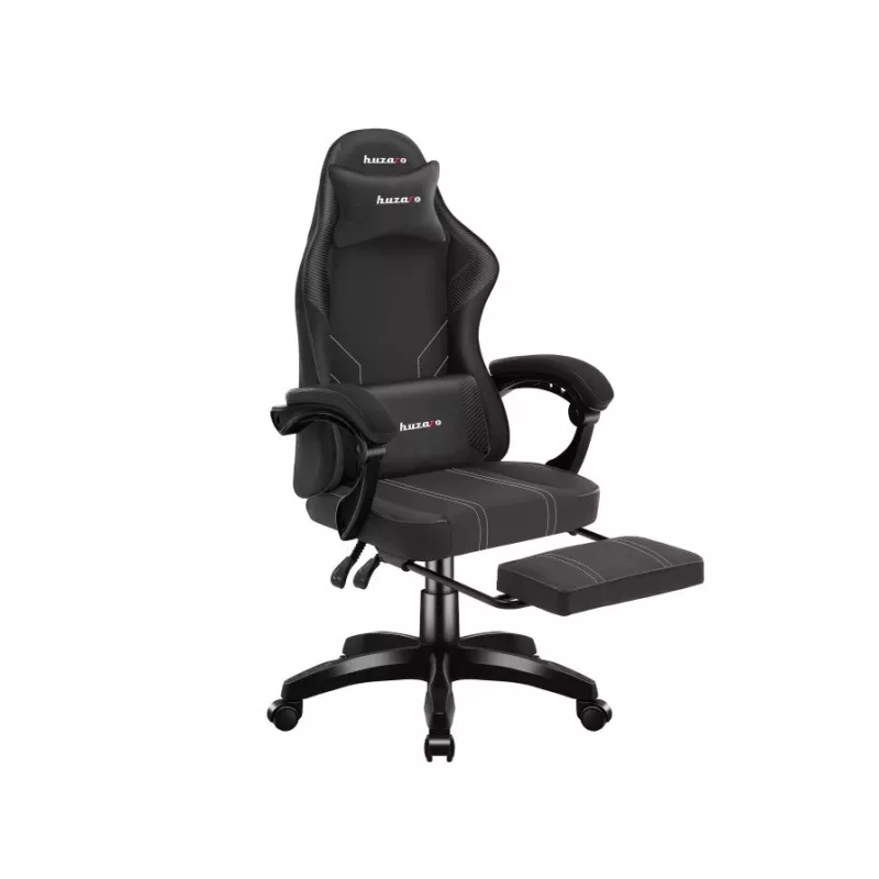 Gaming armchair huzaro Force 3.7 Carbon Czarny — ergonomic, adjustable height 107.5–116.5 cm, 5 wheels, lumbar and neck pillows