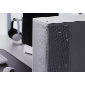 APNX PC Midi Tower C1-R-WT-v1 — Biały, obsługuje ATX/Micro-ATX/Mini-ITX, zainstalowane 3 wentylatory przednie 120 mm, 3 zatoki 3,5 cala + 3 zatoki 2,5 cala, 2x USB 3.2 Gen1