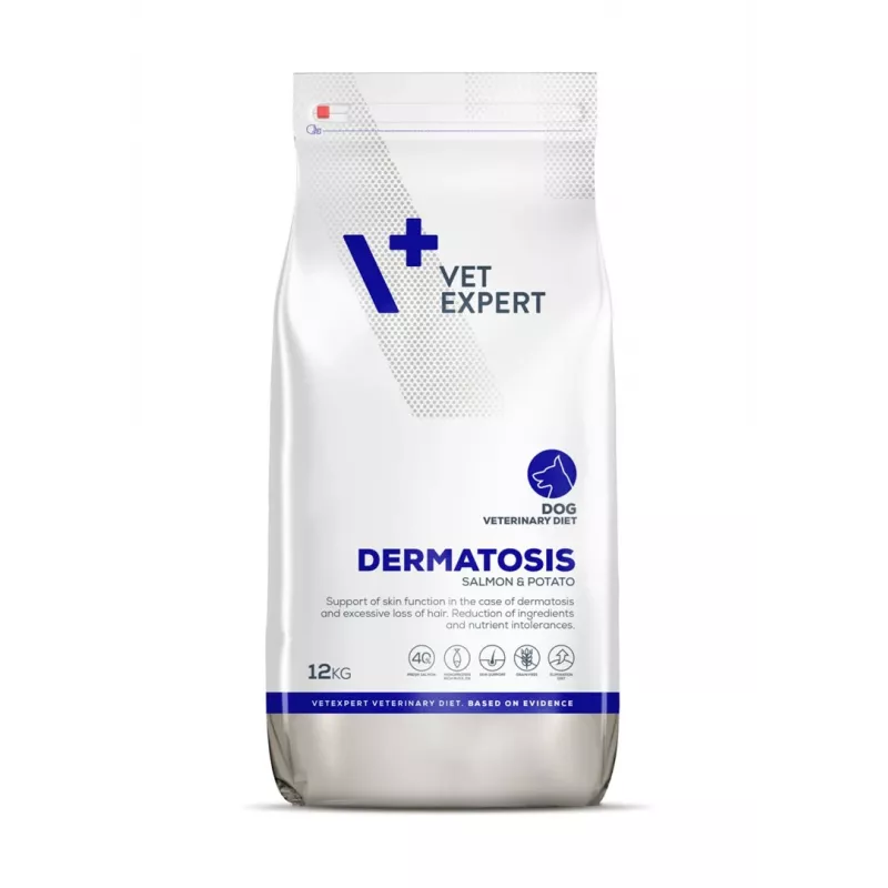 VET EXPERT Veterinary Diet Dermatosis Dog Salmon & Potato - sucha karma dla psa - 12 kg