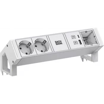 Listwa zasilająca Bachmann DESK2 ALU biały 937.413 z 2 portami USB