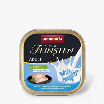 Mokra karma dla kota animonda Vom Feinsten Adult Milkies z indykiem i mlecznym nadzieniem 100 g — karma mokra, 100 g, indyk, białko 9%, tłuszcz 5,1%