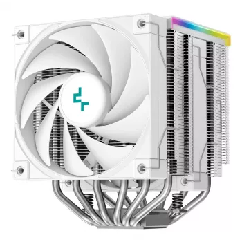 Chłodzenie powietrzne DeepCool AK620 Digital SE biały — dwa wentylatory 120 mm, 6 ciepłowodów, PWM, obsługa LGA 1700, wbudowany wyświetlacz