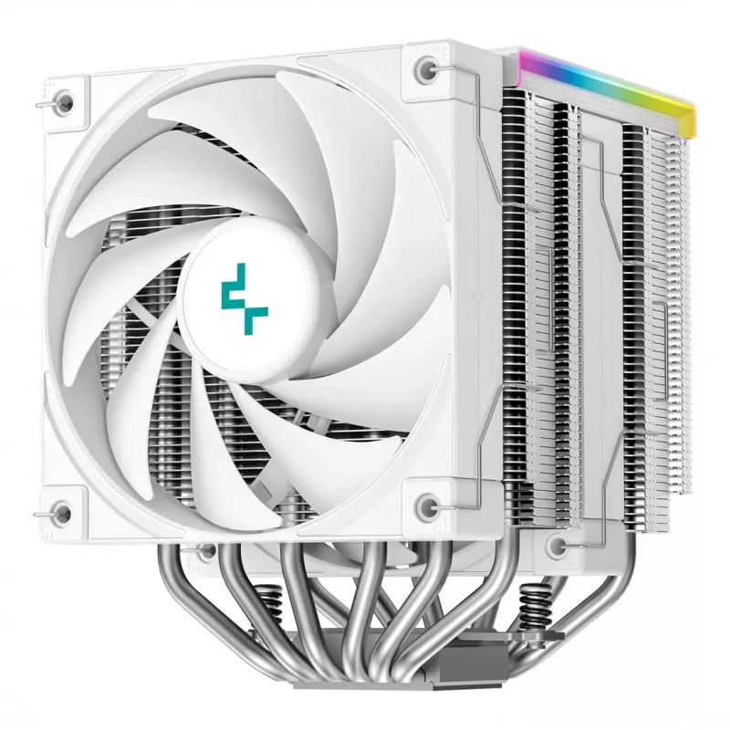 Chłodzenie powietrzne DeepCool AK620 Digital SE biały — dwa wentylatory 120 mm, 6 ciepłowodów, PWM, obsługa LGA 1700, wbudowany wyświetlacz