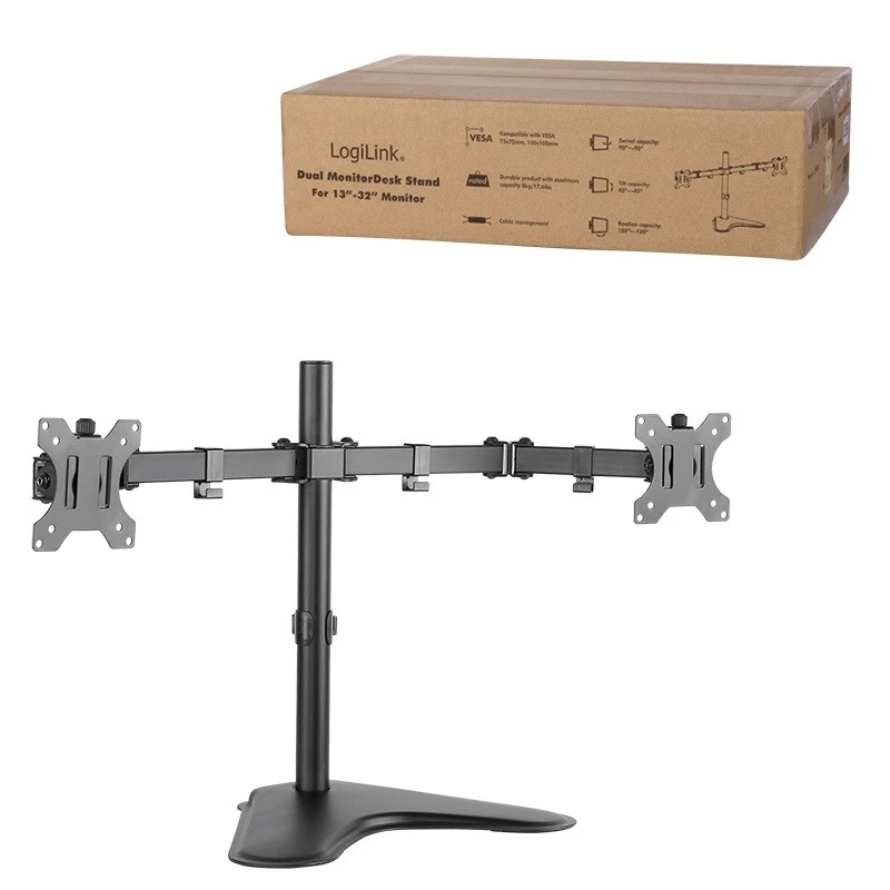 Uchwyt do monitora LogiLink BP0045 81,3 cm (32 cale) Biurkowy Czarny Stal nierdzewna