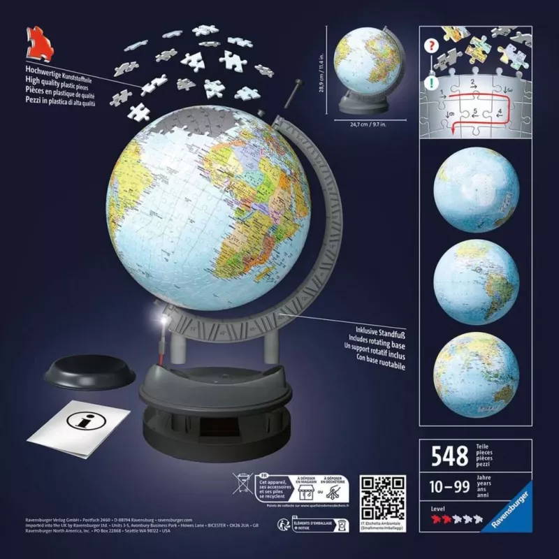 Ravensburger 3D puzzle globe with ligh