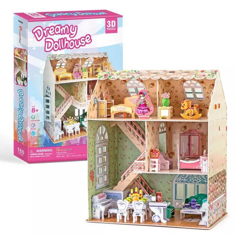 Zestaw do budowy domku dla lalek CubicFun P645H — przestrzenny model z papieru/tektury, Dreamy
