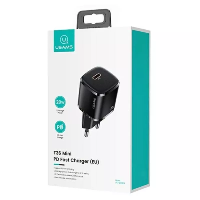 usams Ładowarka Telefonu 1x USB-C T36 + Lightning PD — kompaktowa ładowarka PD z USB-C i Lightning