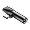 Baseus Audio Adapter USB-C na Mini Jack 3.5mm + USB-C (czarny)