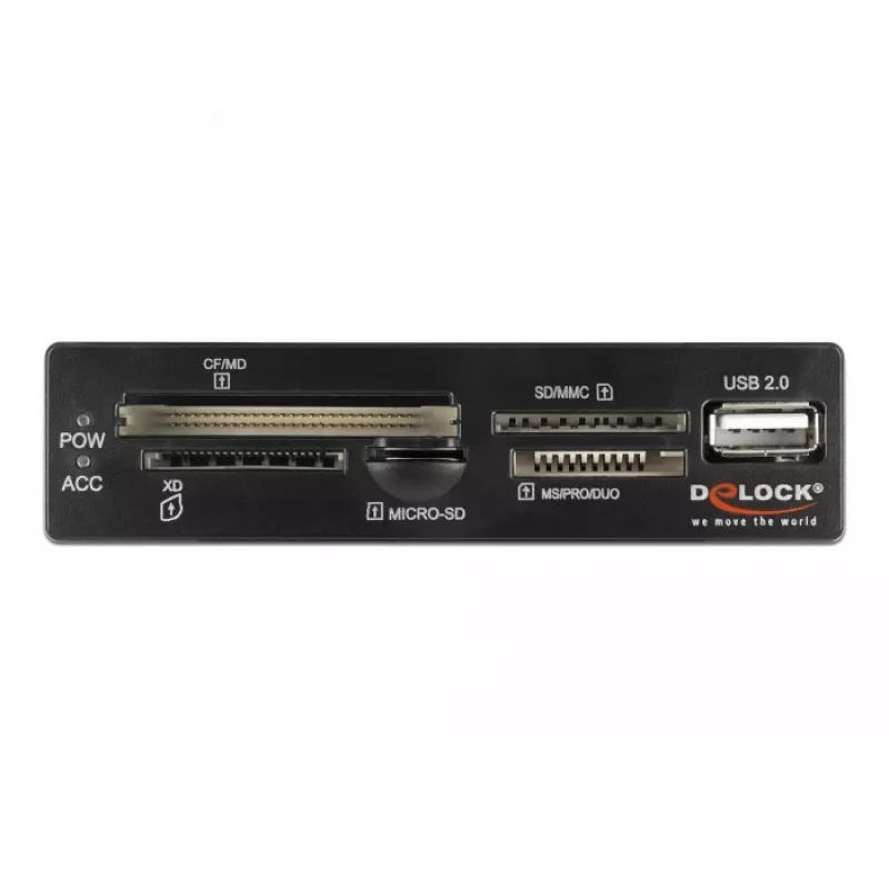 DeLOCK 91708 Czytnik kart USB 2.0 Wewnętrzny Czarny Szary CF SD MicroSD