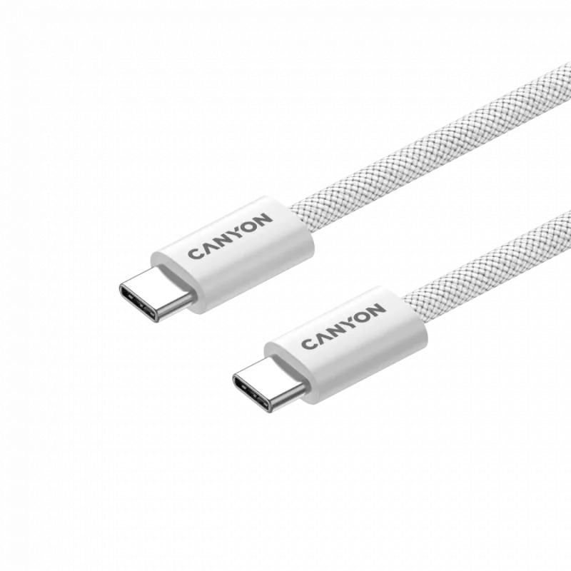 Kabel CANYON OnWire 60MG USB-C na USB-C 60W Magnetyczny Pleciony 1m Biały