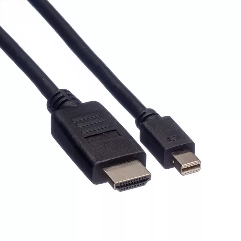 Kabel wideo / audio ROLINE - DisplayPort / HDMI - 32 AWG - Mini DisplayPort (M) - HDMI, 19-pin (M) - 1 m - ekranowany - czarny (11.04.5790)