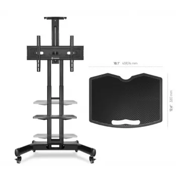 Półka do wyświetlacza reklamowego ONKRON APT1551-B, ABS i stal, 460×320×20 mm, czarna