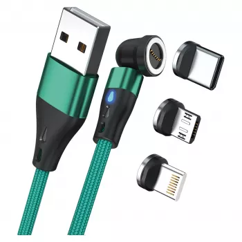 Kabel USB RealPower MagneticCharge3 1m USB A Zielony