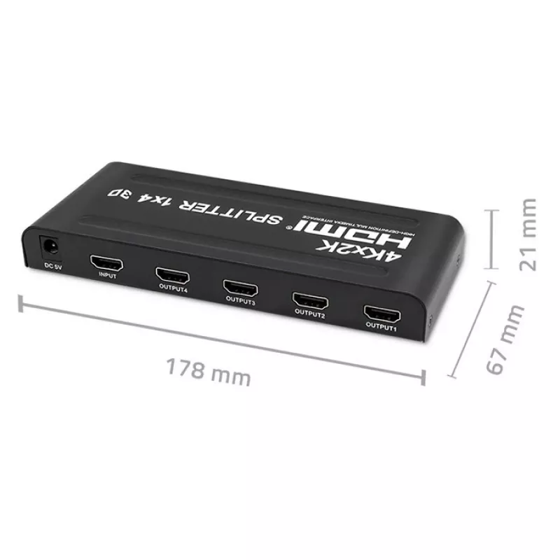 Qoltec 51798 Aktywny rozdzielacz HDMI 4 x HDMI 4K x 2K | 3.4Gb/s