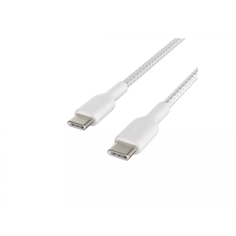Kabel pleciony USB-C na USB-C 1m Biały