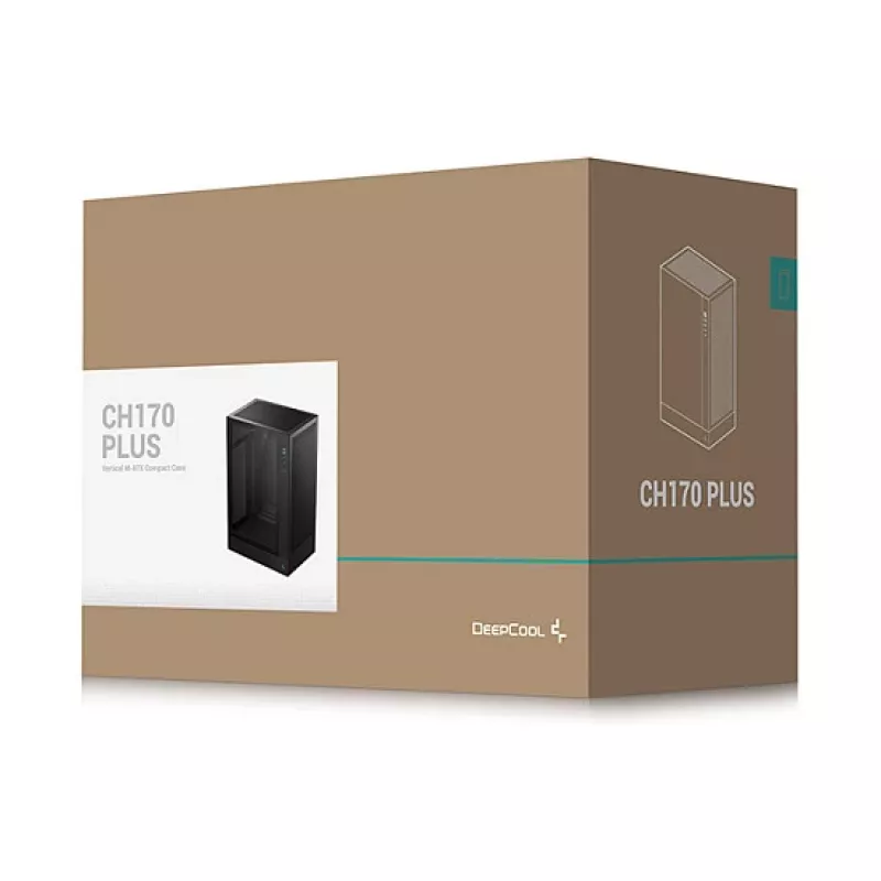 Obudowa PC DeepCool CH170 PLUS Tower Czarny — micro-ATX/mini-ITX, szkło hartowane, USB-C, zasilacz u góry