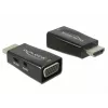 Adapter przejściówka DeLOCK 65901 HDMI A na VGA i audio 3,5 mm czarny