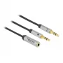 Delock - Headsetadapter - mini-phone stereo 3,5 mm 4-pole weiblich bis Stereo Mini-Klinkenstecker männlich - 27cm - Schwarz (66740)