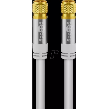 Kabel antenowy SAT Goobay (typ 135 dB), 4x ekranowany, 3 m, biały - pozłacany, wtyk F > wtyk F (70606)