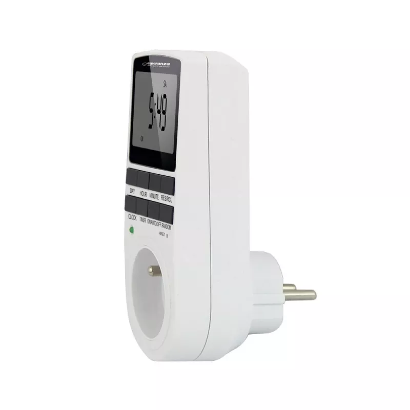 Cyfrowy timer odliczający ESPERANZA ELA101 — 99-minutowy timer, wyświetlacz LCD, 230 V AC, 16 A