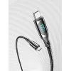 Vention bawełniany pleciony kabel USB 2.0 C męski na C męski 5A z wyświetlaczem LED 1,2 m czarny stop cynku typ
