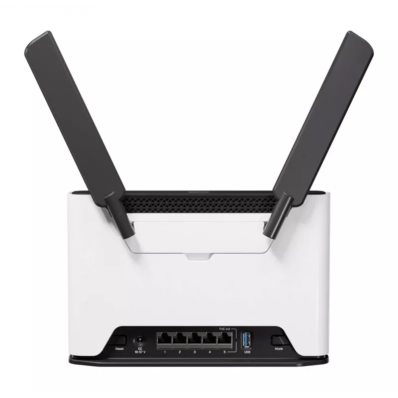 Router bezprzewodowy MikroTik Chateau PRO ax — dwupasmowy 2,4/5 GHz, 3548 Mbit/s, PoE, 5x LAN, 2 anteny zewnętrzne, szary/biały