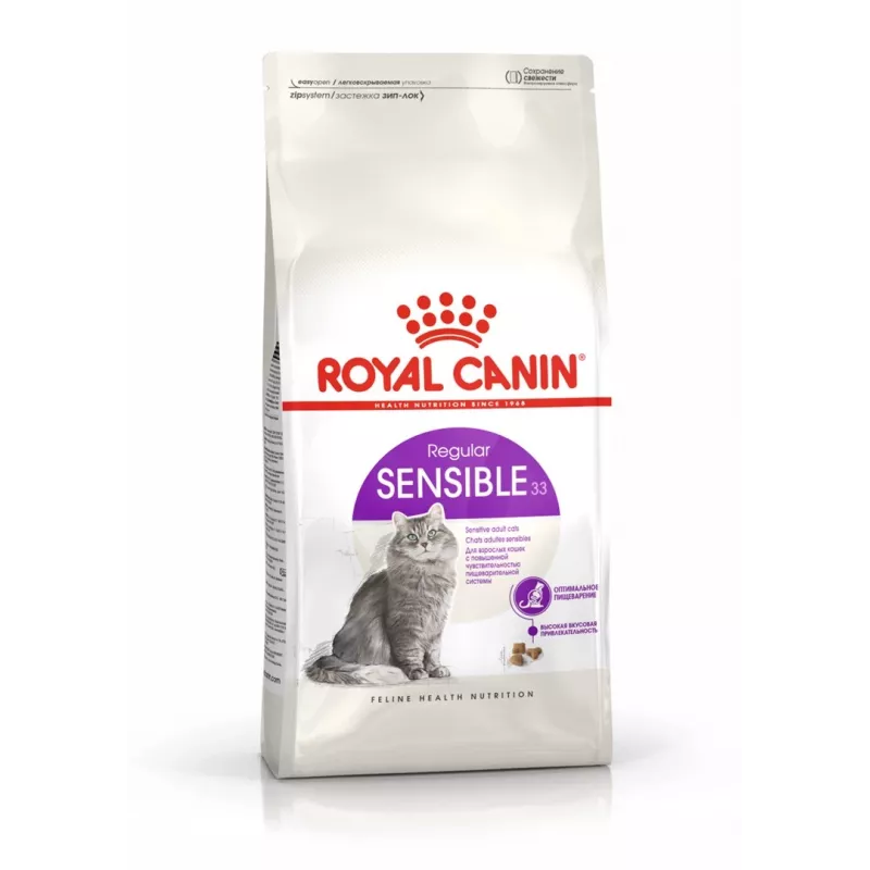 Sucha karma dla kota Royal Canin Sensible 33 Adult — 2 kg, białko 33%, tłuszcz 22%, wsparcie trawienia, smak drobiowy