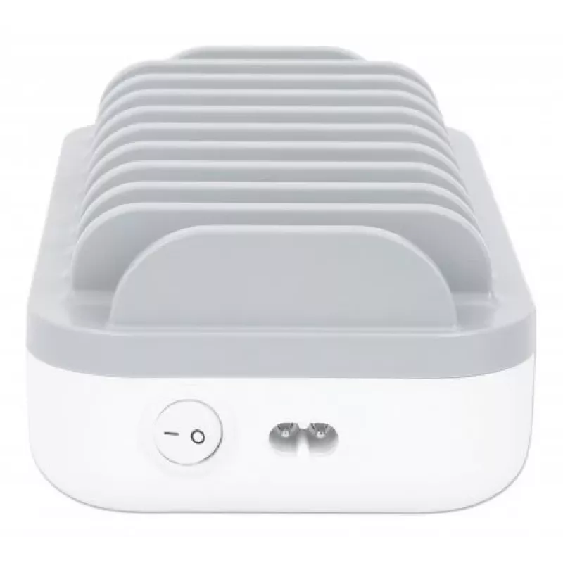 Manhattan Charging Station, 10x Ports: 3x USB-C (up to 18W PD) and 7x USB-A (up to 12W), 120W Total Output, biały/szary, Three Year Warranty