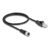 adapter kablowya DeLOCK M12 z kodowaniem D, 4-stykowe gniazdo żeńskie na wtyk RJ45 męski, 50 cm