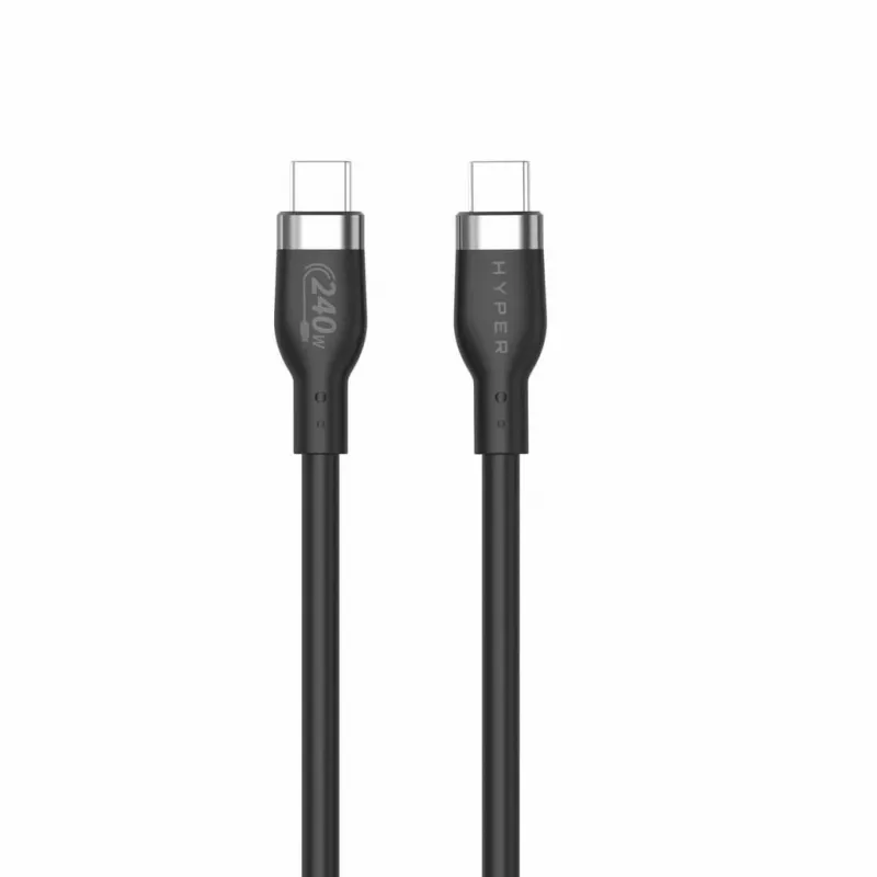 HYPER HyperJuice 240W Silikonowy kabel USB-C na USB-C (6 stóp/2 m) - Czarny
