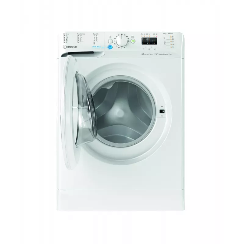 Pralka Indesit BWSA 61294 W EU N — Ładowanie od przodu, 6 kg, 1151 obr./min, Głębokość 42,5 cm, Szerokość 59,5 cm, Wyświetlacz, Big Digit, Biały, Klasa energetyczna C